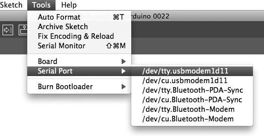 Figure 1-12: The IDE in Mac OS X 3. You re almost there just two more things to do before your Arduino IDE is ready to use.