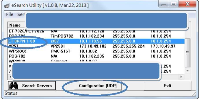 Click the Configuration (UDP) button iii.configure the IP settings iv.click the OK button to save the configuration ii.