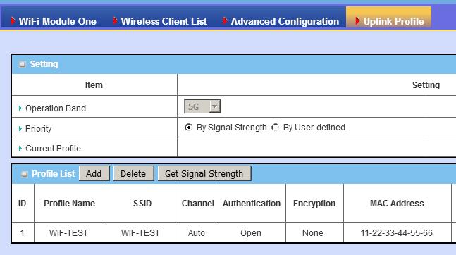 () Add the AP s information and save, and set the priority to By Signal Strength.