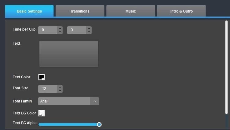 Transitions: There are plenty of transition effects available for you to choose from and apply on your video slides.