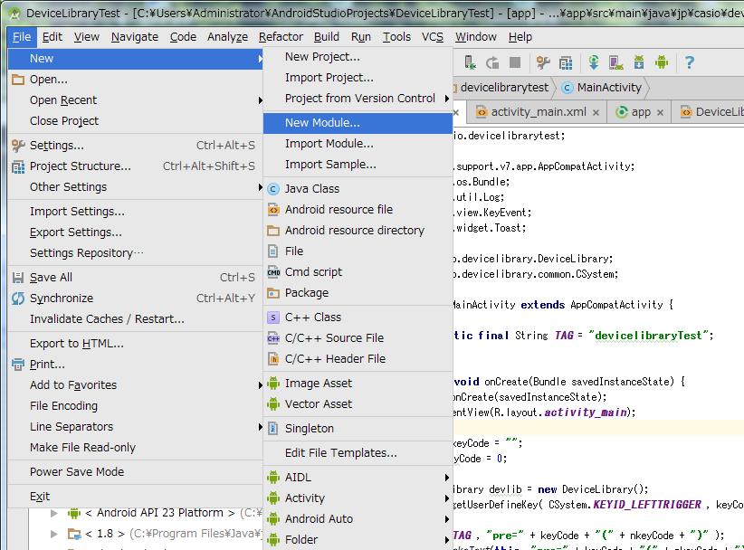 3.5 Installing and Updating Device Library (AAR) This chapter explains how to register the device library and its help file to Android Studio project. 3.5.1 Preparations Device Library ( AAR ) and its help files ( Javadoc ) are needed to be registered to the each project via Android Studio.
