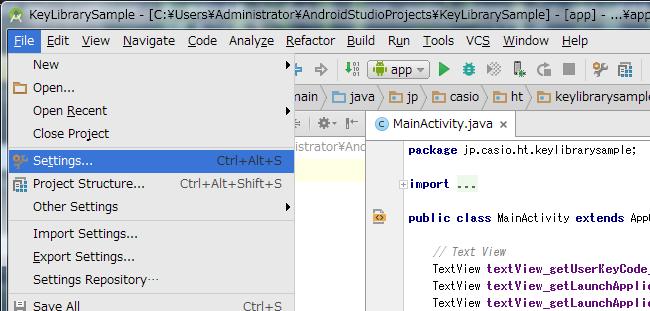 Select "Settings..." from File menu of Android Studio.
