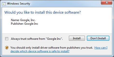 note in 3.4 Downloading Android SDK and USB driver (p.
