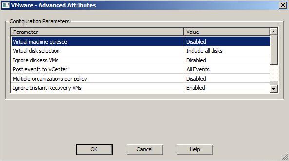quiesce parameter is Disabled for all the VMs and click OK.