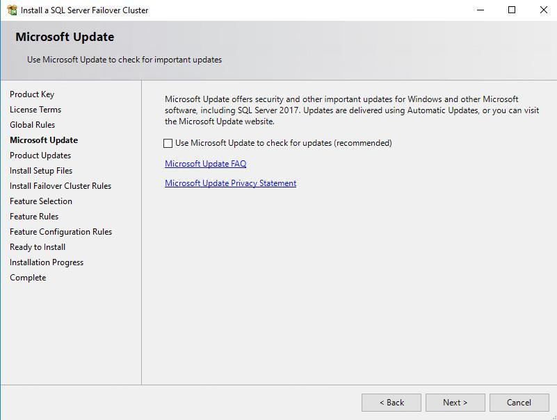 96. In the Microsoft Update dialog box, click Next. 97.