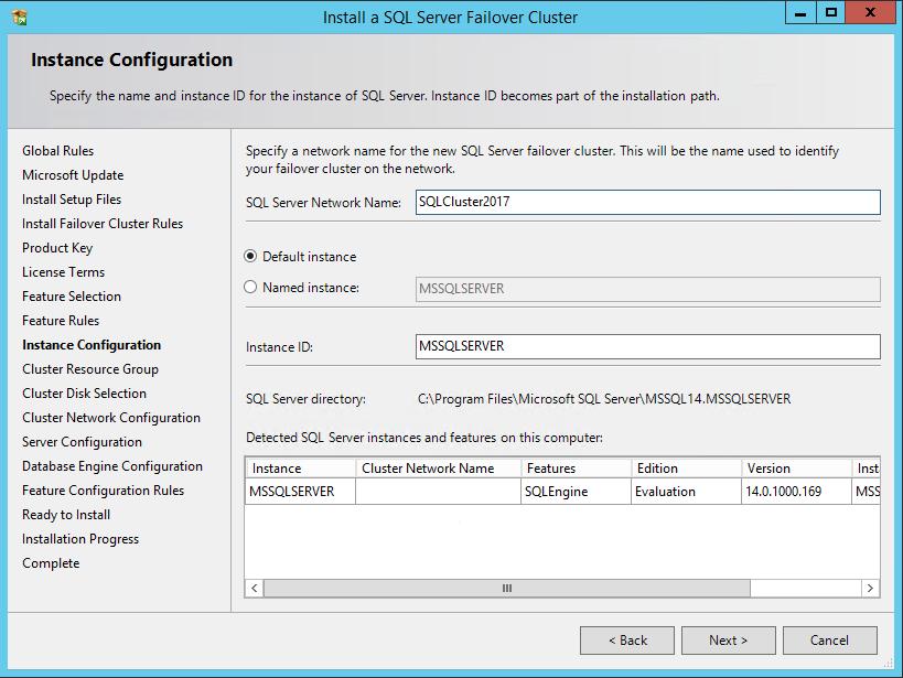 100. In the Instance Configuration dialog box, enter the following details: SQL Server