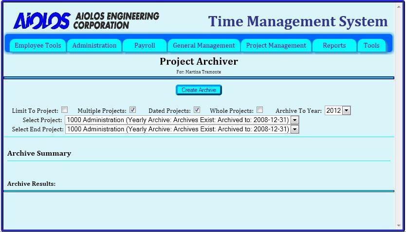 Timesheet details can be archived based on date intervals; if it is set to 1 (-1 is not acceptable, this is not a True/False field) then the entire project must be archived at once.
