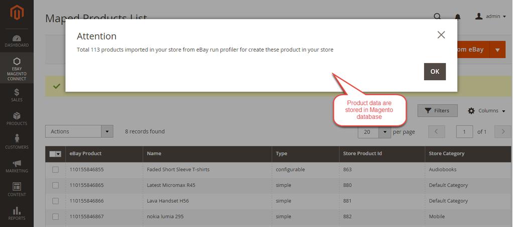 When the admin will click on Import Product from ebay, the product data will be