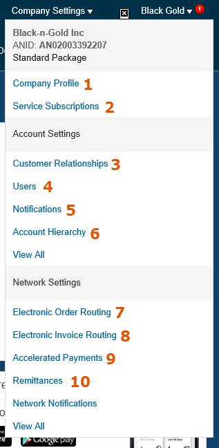Company Settings Menu 1. Company Profile This is where you can fill out or edit your company profile information (shipping address, product and service categories, tax info, certifications, and more).