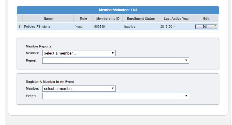 selecting Youth and clicking Add Member. This will bring up a Youth Personal Information Screen with personal information, additional information, and participation sections.