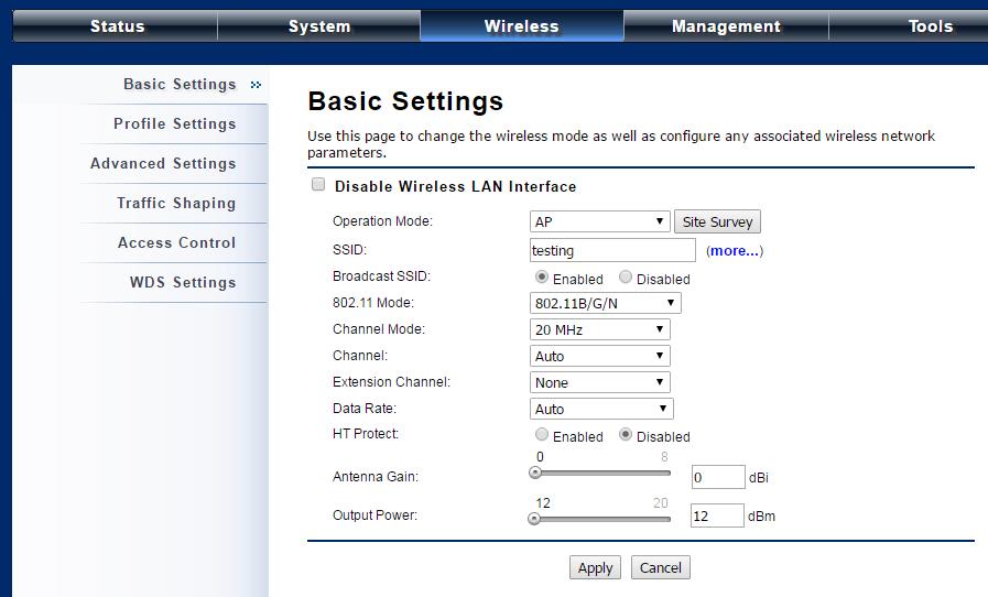 Wireless Network Settings