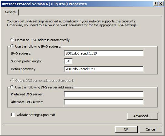 IPv6 Unicast Addresses Static