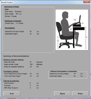 A graphic image of an NBC user sitting at a workstation is presented along with the recommended settings to enhance the understanding.