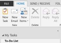 ) Select Home from the tabs at the top of your window Choose the New Task icon on the ribbon Click on
