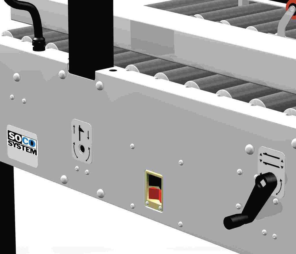 Case sealers for uniform case sizes Crank handle adjustment for case size.
