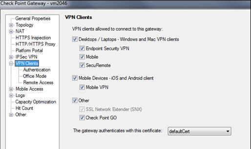 6. Select VPN Clients. 7. Check the client types you want to allow. 8.
