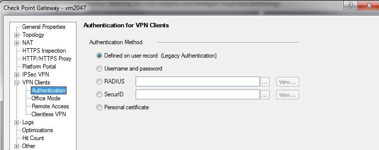 3. Select VPN Clients > Authentication from the left tool bar. 4.