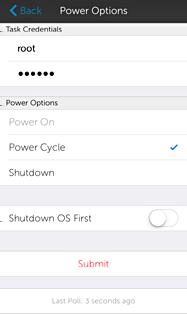 4. Select the power control operation you want to perform, and tap Submit.