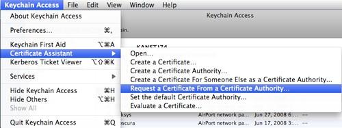 Then go to the Keychain Access / Certificate Assistant /