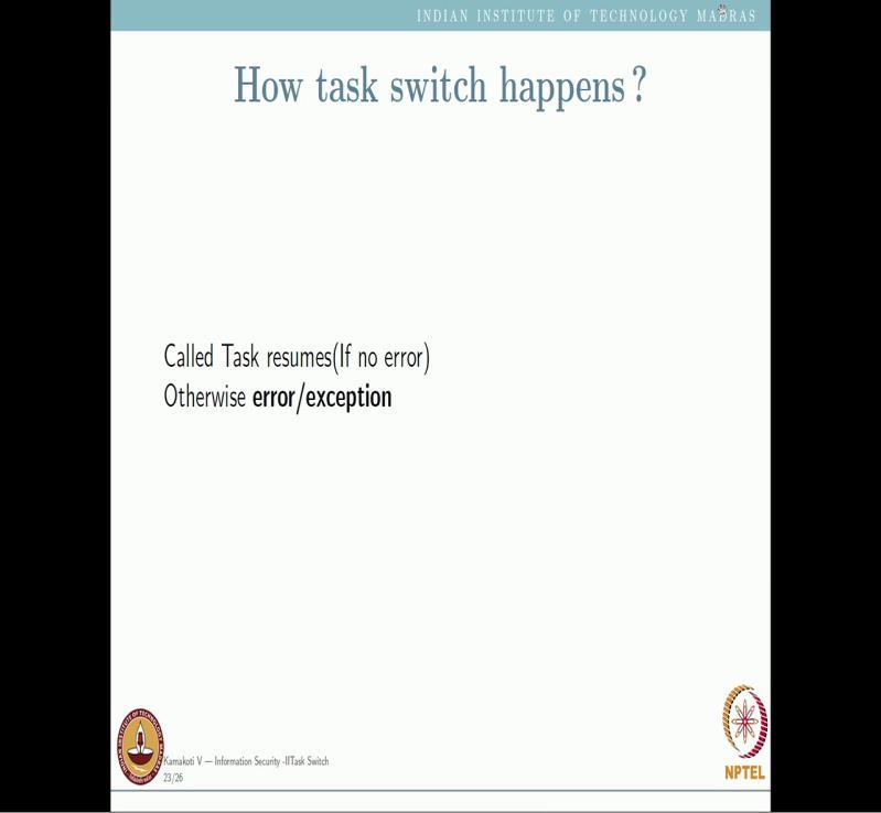 (Refer Slide Time: 43:36) After task switch, the called task will start resuming if there is no