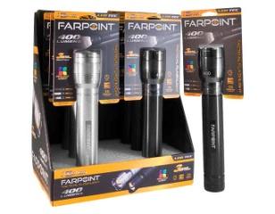 035-01400 izoom Far Point LED Flashlight 400 Lumens, 3 Beam Settings, Slide to Focus. (Displayed Dimensions: 12.