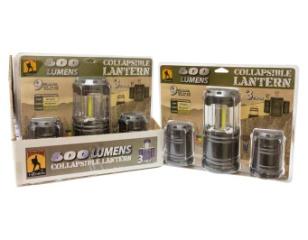 035-07206 izoom Collapsible LED Lanterns-2 Pack 600 Lumens, 5" and 7" Lanterns When Extended, Folding Handles, Displayed Dimensions: 11"H x 9.75"W x 22"D) $14.