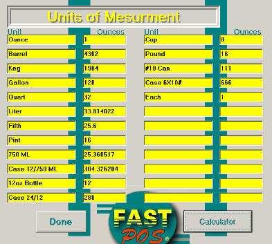 The Units of Measurement screen provides the accurate measurement information in order for your Inventory & Cost amounts to be