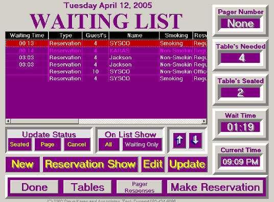 When viewing the Waiting List, you can use the