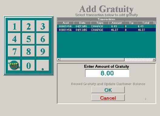 When you go to the Add Gratuity screen, you can select a transaction from any date or