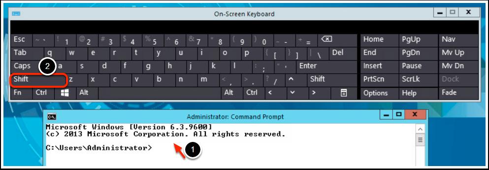 Click once in active console window In this example, you will use the Online Keyboard to enter the "@" sign used in email addresses.