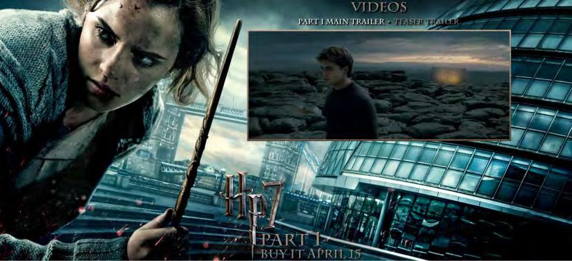 The gallery page shows iconic screenshots from the film, where the downloads section allows visitors to customise their computer with Harry