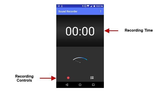 Open the Sound Recorder To access» Click on the applications menu then click on the Sound Recorder icon. Record» Keep the phone s microphone near the sound source.