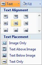 Text o o Text Alignment: choose where to align the text in the shape. If the shape's text placement is set to Image Only there will be no text alignment options.