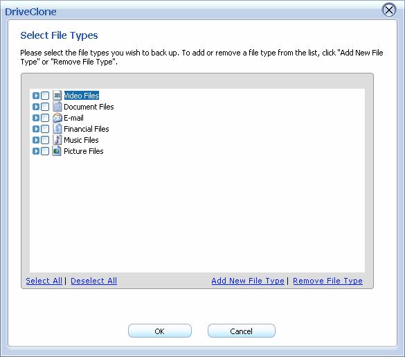 a. Add New File Type: Click to add new file type(s) into the file type group you select.