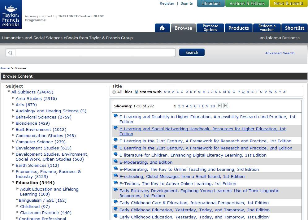 Now user can see the list of e- books on Education. Click on any of the e-book to view home page.