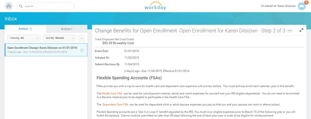 2) The next step is choosing a Flexible Spending Account (FSA). This step is OPTIONAL.
