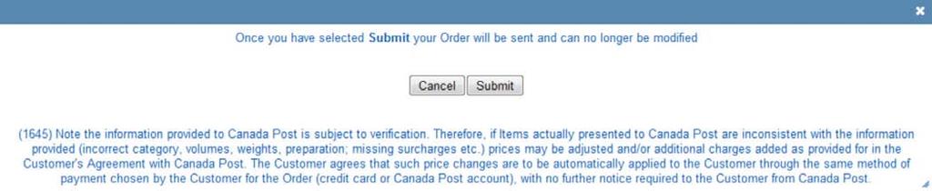 5.0 Submitting the Order Once you have selected Submit, your order will be sent and can no longer be modified.