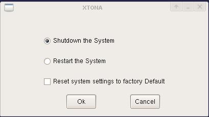 16. Reboot or Shutdown with Factory Reset: User has to hit the hot key combination of Ctrl+Alt+2 (2- Number Pad) to get the Reboot or Shutdown UI.