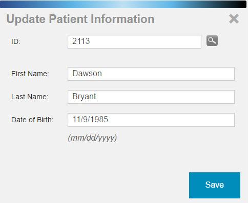 Updating Patient Details Clinicians can update the currently assigned bed location, ID number, and name for any