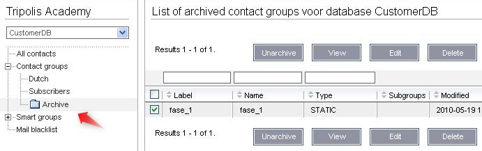 From this point, you can perform actions on the group. These actions will be explained below Edit: Click Edit to edit the group label, name, group type or to select a Parent group.