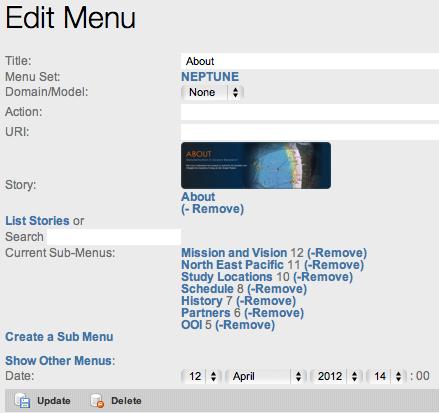 Adding Menus to Stories Once you have created a MenuSet,it will not immediately appear on the website.