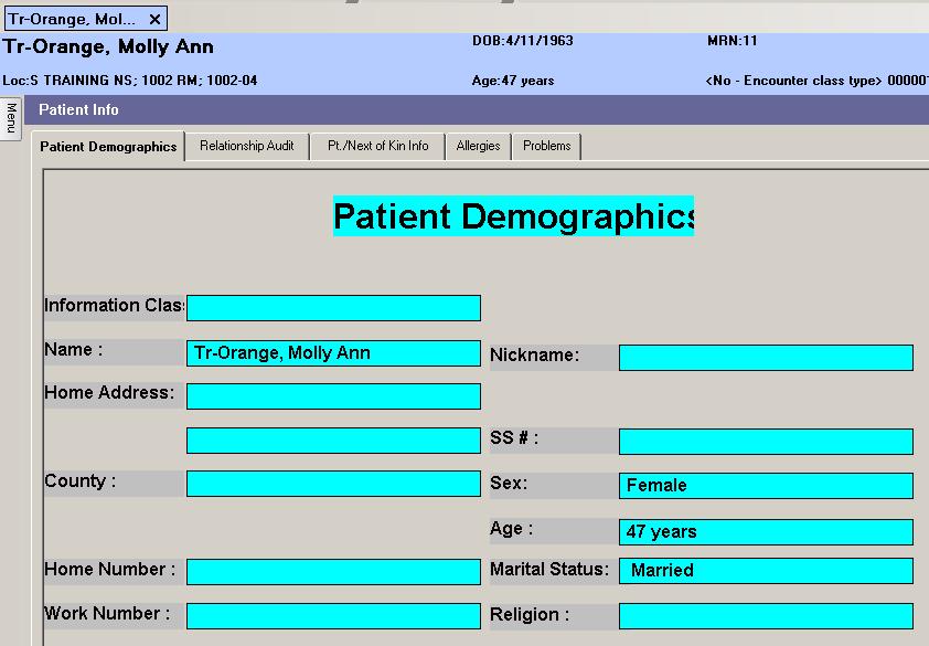 Patient Info Patient Info page View demographics, who has accessed patient s chart,