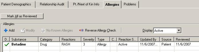 Pt/Next of Kin Info ~ shows all the patient s different visits as well as next of