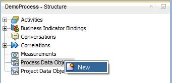 Right click on Process Data Objects in the Structure pane and select New.