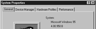 2. Setup 2-3. Installation for Windows 95 1. Determining Your Version of Windows 95 a. Click on the Start button. b. Select Settings. c. Select the Control Panel. d. Double-click on the System icon.