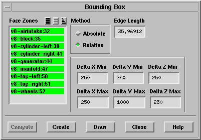 Using the Boundary Wrapper Step 11: Create the Tunnel Boundary Create Bounding Box... 1. Select all the surfaces in the Face Zones selection list and click Compute. 2.