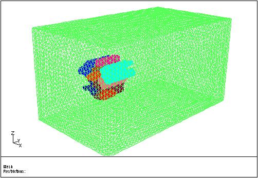 Using the Boundary Wrapper Figure 7.31: Mesh with the Tunnel Step 12: Generate the Volume Mesh Mesh Auto Mesh... 1. Retain the selection of Tri/Tet in the Volume Fill group box and click the Set.