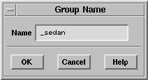 The Group Name dialog box will open, prompting you to specify the group name. (c) Enter sedan for Name and click OK to close the Group Name dialog box.