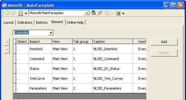 Section 4 Faceplate Framework Elements Tab Three tabs in tabgroup 1