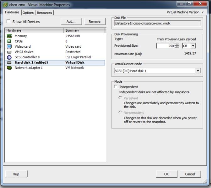 Deploying the Cisco CMX OVA File Using the VMware vsphere Client Figure 11: Edit Provisioned Size Step 13